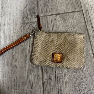Dooney & Bourke Gold and Brown Wristlet Snake Skin